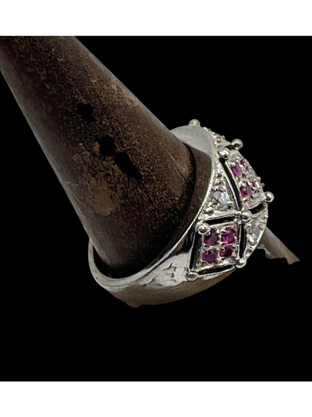 Sterling Silver Ring With Pink & Clear Stones Size 7 Stamped 925 - Picture 2 of 7